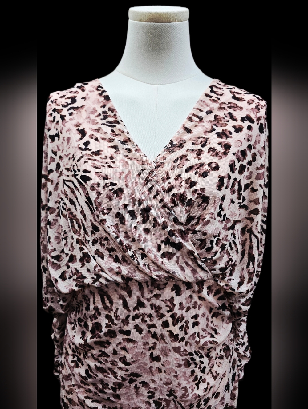 VENUS Pink Leopard Print Ruched Midi Dress - Picture 4 of 10